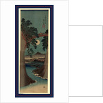 Steep Cliffs with a Bridge Spanning the Chasm above an Inlet, with View of Full Moon Between the Cliffs by Anonymous