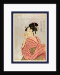 Young Woman, Half-Length Portrait, Turned to the Left, Blowing Into a Toy. by Anonymous