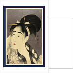 Head-and-Shoulders Portrait of a Young Woman Wiping Her Face by Anonymous