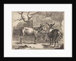Two donkeys in a manger by Nicolaes Pietersz. Berchem