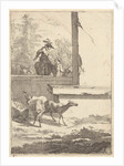 Goats and one rider at a wall by Nicolaes Pietersz. Berchem