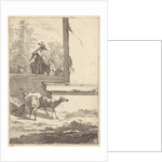 Goats and one rider at a wall by Nicolaes Pietersz. Berchem