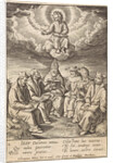 Adoration of the Christ Child by clergy by Hieronymus Wierix