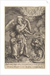 Child with guardian angel by Hieronymus Wierix