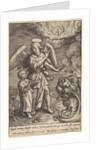 Child with guardian angel by Hieronymus Wierix