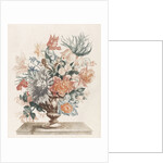 Stone vase with flowers on a platter by Johan Teyler