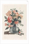 Glass vase with flowers and a branch with flower by Johan Teyler