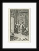 A nobleman and a cleric with a child in a cabinet of curiosities by Jacob Folkema