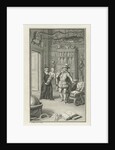 A nobleman and a cleric with a child in a cabinet of curiosities by Jacob Folkema