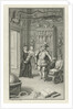 A nobleman and a cleric with a child in a cabinet of curiosities by Jacob Folkema