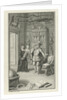 A nobleman and a cleric with a child in a cabinet of curiosities by Jacob Folkema