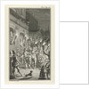 Torchlight procession through a city by Jacob Folkema