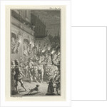 Torchlight procession through a city by Jacob Folkema