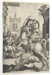 Marcus Curtius plunges into a gorge by Georg Pencz