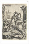 Marcus Curtius plunges into a gorge by Georg Pencz