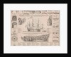 Engraving showing cross sections of a warship by Anonymous