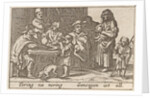 Eating figures around a table by Claes Jansz. Visscher II