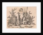 Two putti with allegorical attributes by Reinier Vinkeles