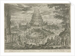 Nimrod orders the building of the Tower of Babel by Nicolaes Visscher I