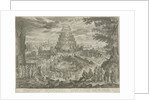 Nimrod orders the building of the Tower of Babel by Nicolaes Visscher I