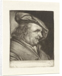 Bust of a man with a painter's cap on his head by Michiel van Musscher