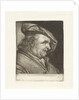 Bust of a man with a painter's cap on his head by Michiel van Musscher