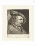 Bust of a man with a painter's cap on his head by Michiel van Musscher