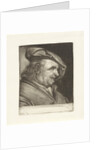 Bust of a man with a painter's cap on his head by Michiel van Musscher