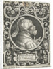 Portrait of Godfrey of Bouillon in medallion inside rectangular frame with ornaments by Anonymous