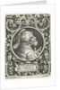 Portrait of Godfrey of Bouillon in medallion inside rectangular frame with ornaments by Anonymous