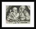 Man and woman eating porridge by Assuerus van Londerseel