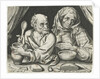 Man and woman eating porridge by Assuerus van Londerseel