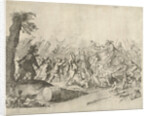 Fight between horsemen and infantry by Willem Basse