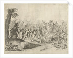 Fight between horsemen and infantry by Willem Basse