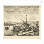 River view with man and boat by Herman Saftleven