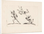 Three acrobats in action by Pieter Schenk II