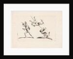 Three acrobats in action by Pieter Schenk II