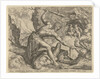 Hercules drags Cerberus from Hell by Julius Goltzius Cornelis Cort