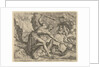 Hercules drags Cerberus from Hell by Julius Goltzius Cornelis Cort