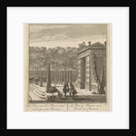 Gate in the garden of Castle Heemstede, gazebo overlooking the lake, the port and Castle Heemstede by Isaac de Moucheron