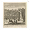 Gate in the garden of Castle Heemstede, gazebo overlooking the lake, the port and Castle Heemstede by Isaac de Moucheron