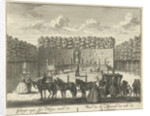View of the terrace in the French garden of House ter Meer in Maarssen, in the foreground stands a carriage drawn by six horses by Hendrik de Leth