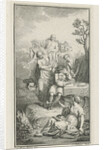 Playwright Paul Scarron surrounded by allegorical figures by Jacob Folkema