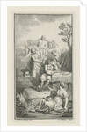 Playwright Paul Scarron surrounded by allegorical figures by Jacob Folkema
