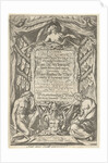Cartouche with title and the allegorical figures Father Time and History by Nicolaes de Clerck