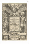Cartouche with title, flanked by Hercules with celestial globe and Minerva by Willem Jacobsz. Delff