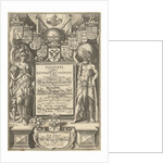 Cartouche with title, flanked by Hercules with celestial globe and Minerva by Willem Jacobsz. Delff