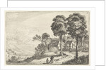 Travellers on a path to a village by Jan van de Velde II