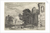Three figures on a bank of a river near a castle by Jan van de Velde II