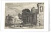 Three figures on a bank of a river near a castle by Jan van de Velde II
